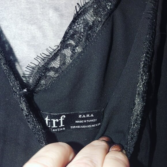 Zara‎ TRF Collection Womens Black Slip Dress XS Spaghetti Strap Crisscross Vibes - Picture 2 of 9